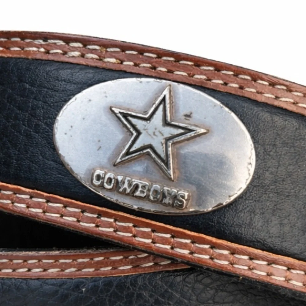 Dallas Cowboys Leather Belt NFL Western Style Concho Logo Black Brown size 38